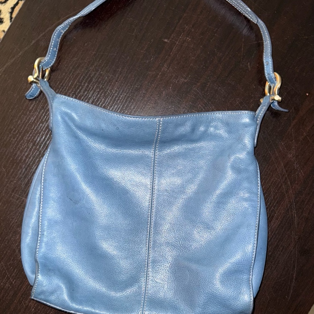 Liz Claiborne Sky Blue Leather Shoulder Bag